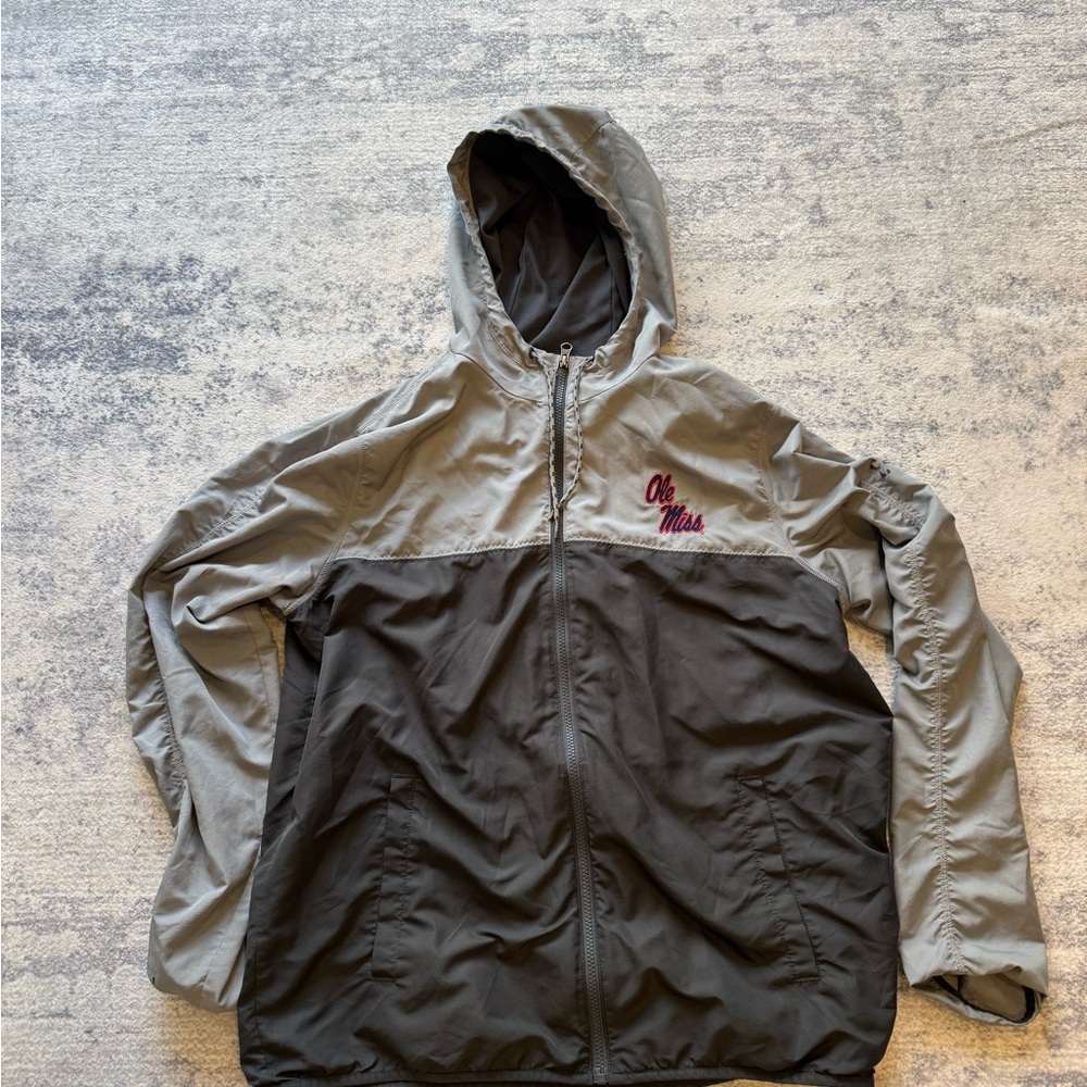 Ole Miss - Under Armour Gray Windbreaker Lightweight Hooded Jacket